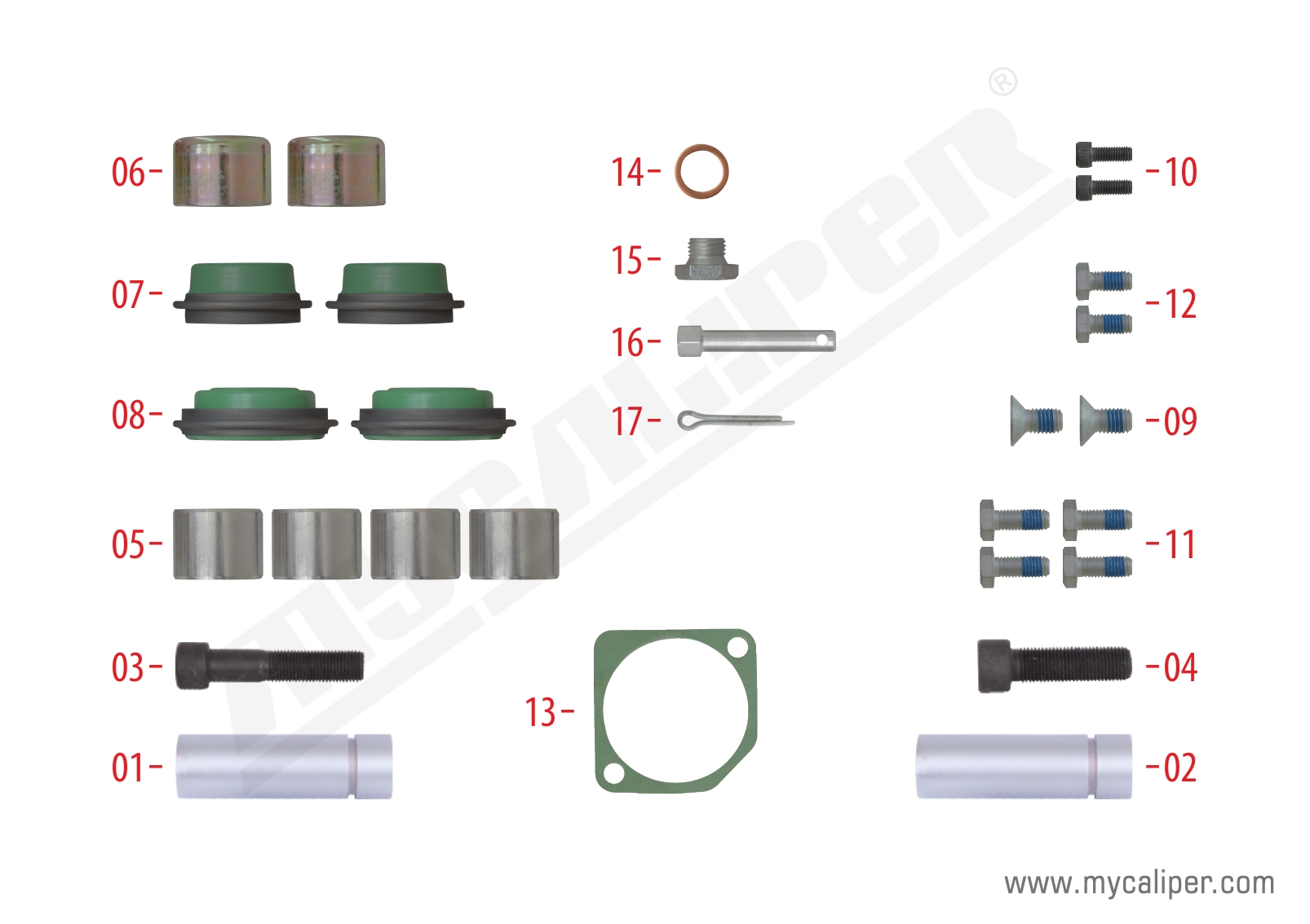 Caliper Guides & Seals Repair Kit 